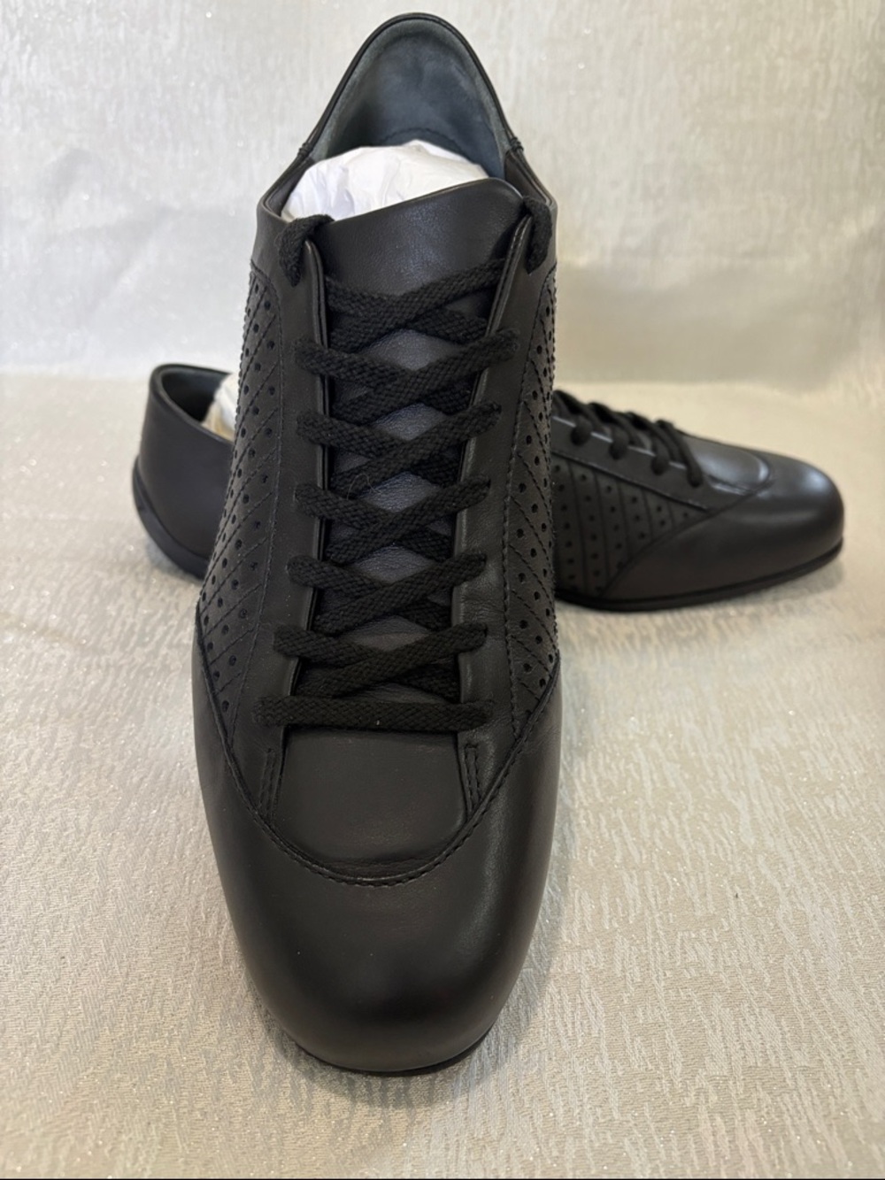 J.M. WESTON LOW TRAINERS Black Leather Sz 9